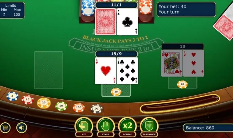 Bí Quyết Chinh Phục Blackjack Tại FB68 Để Tăng Tỷ Lệ Thắng 2 Giao diện chơi Blackjack tại FB68